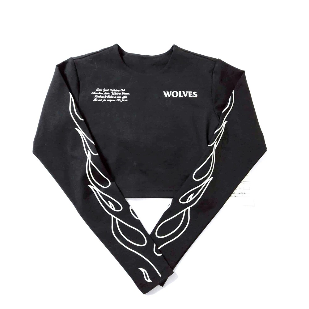 Darc Sport SHE Wolves Club Flames Sleeve‎ Crop Top Size XS SAMPLE TAG